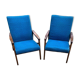 Pair of blue Mid-Century armchairs in fabric by Jiří Jiroutek for Interier Praha (1960s)