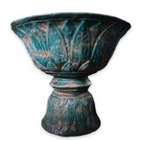 Diabolo shaped cut in blue glazed ceramic