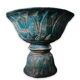 Diabolo shaped cut in blue glazed ceramic