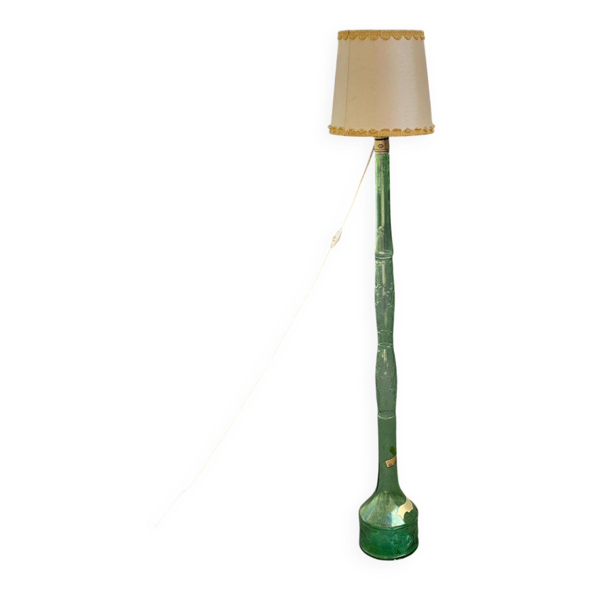 Italian Art Deco Elephant Floor Lamp in Green Glass 142cm