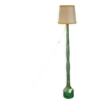 Lampadaire éléphant italien art déco en verre vert 142cm