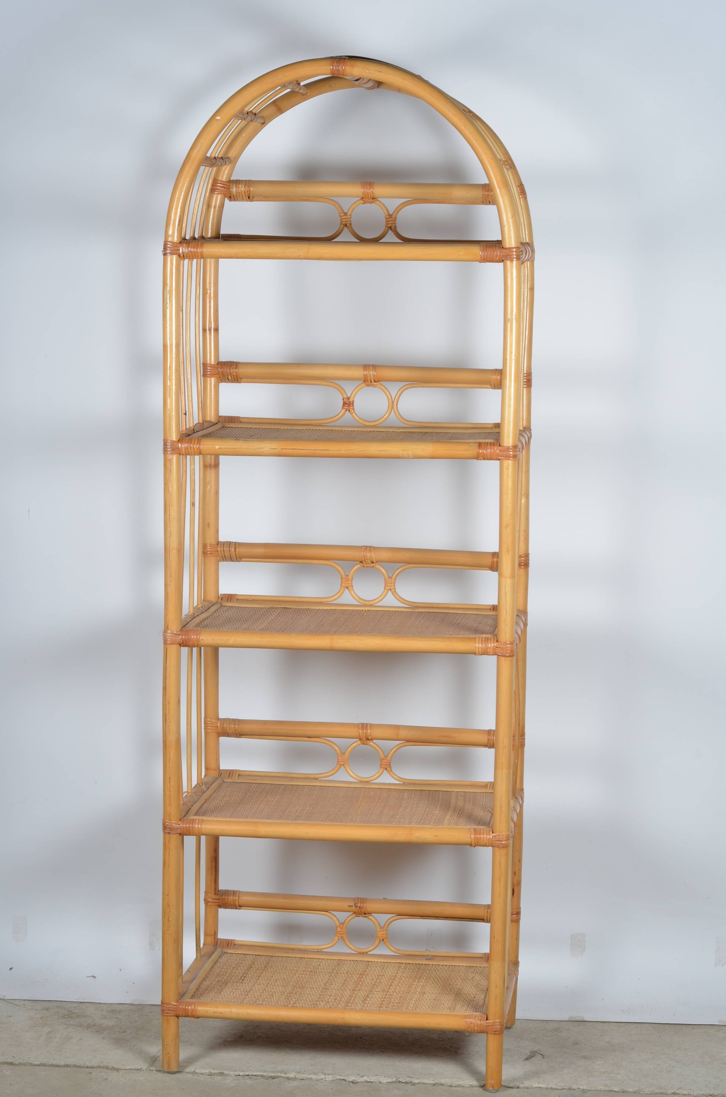 Rattan bookcase-shelves