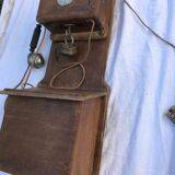 Wooden wall telephone, old, 1930