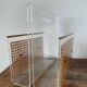 Magazine rack in plexiglass, brass and cane, 1970