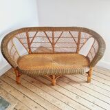 Banquette rotin et osier
