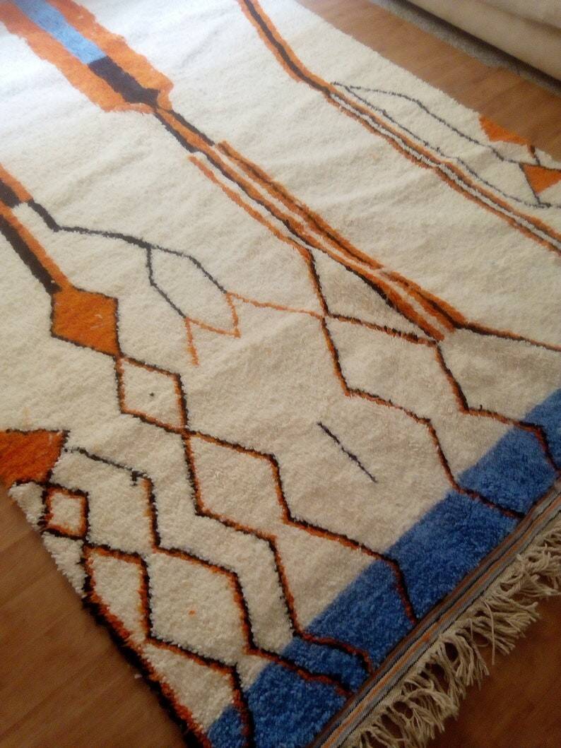 Handwoven Moroccan rug - Beni Ouarain style - orange pattern - wool - 280 x 190 cm