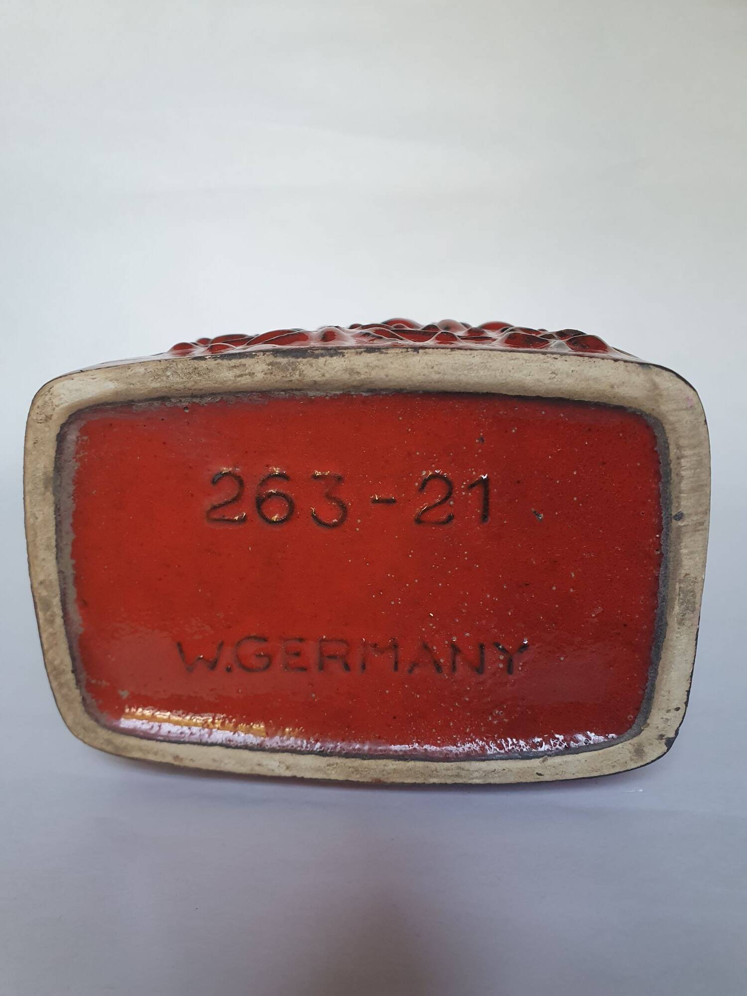 Red ceramic vase Scheurich Germany 70s