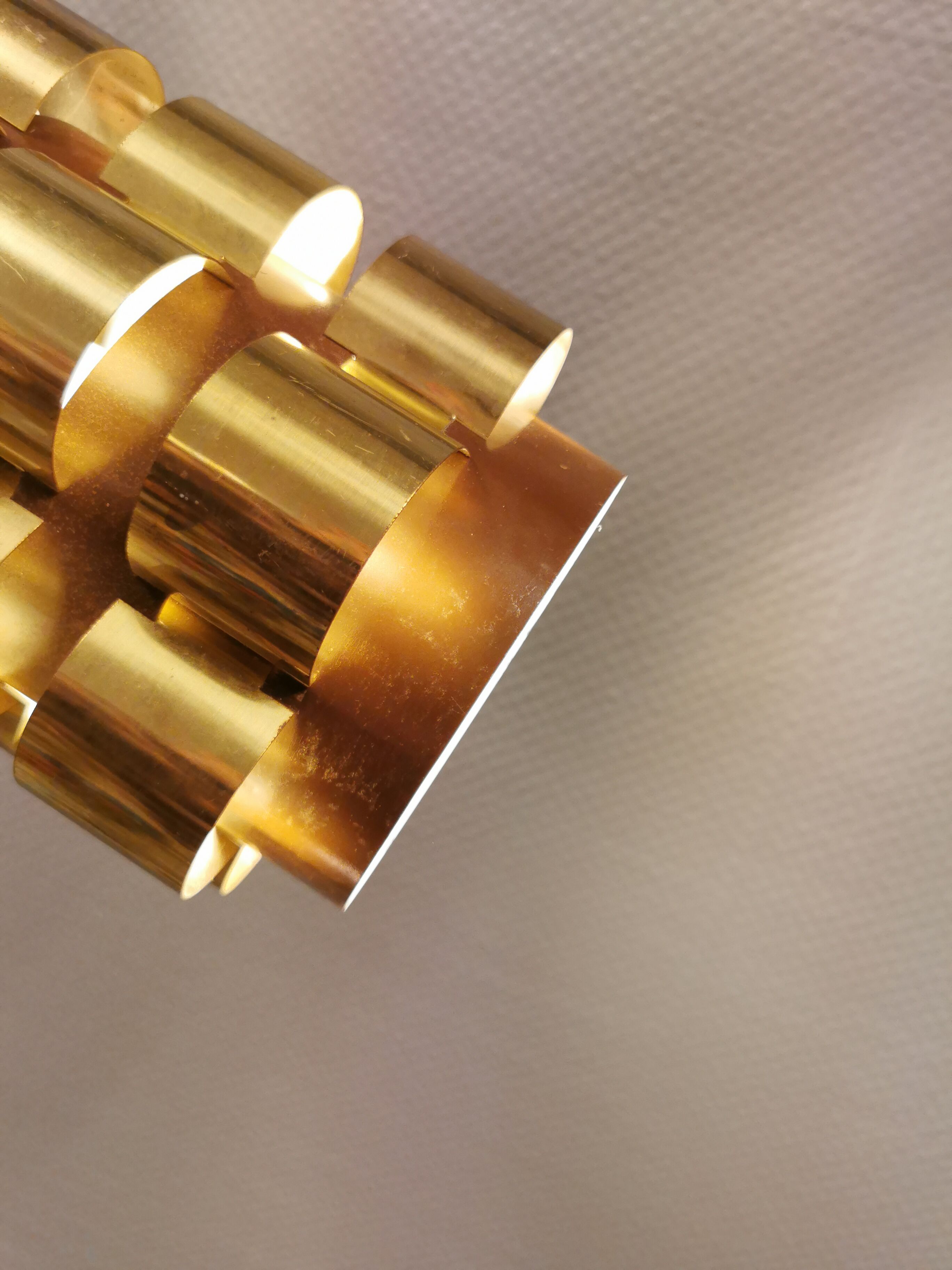 Danish hanging lamp from the 70s, in thin cut metal.