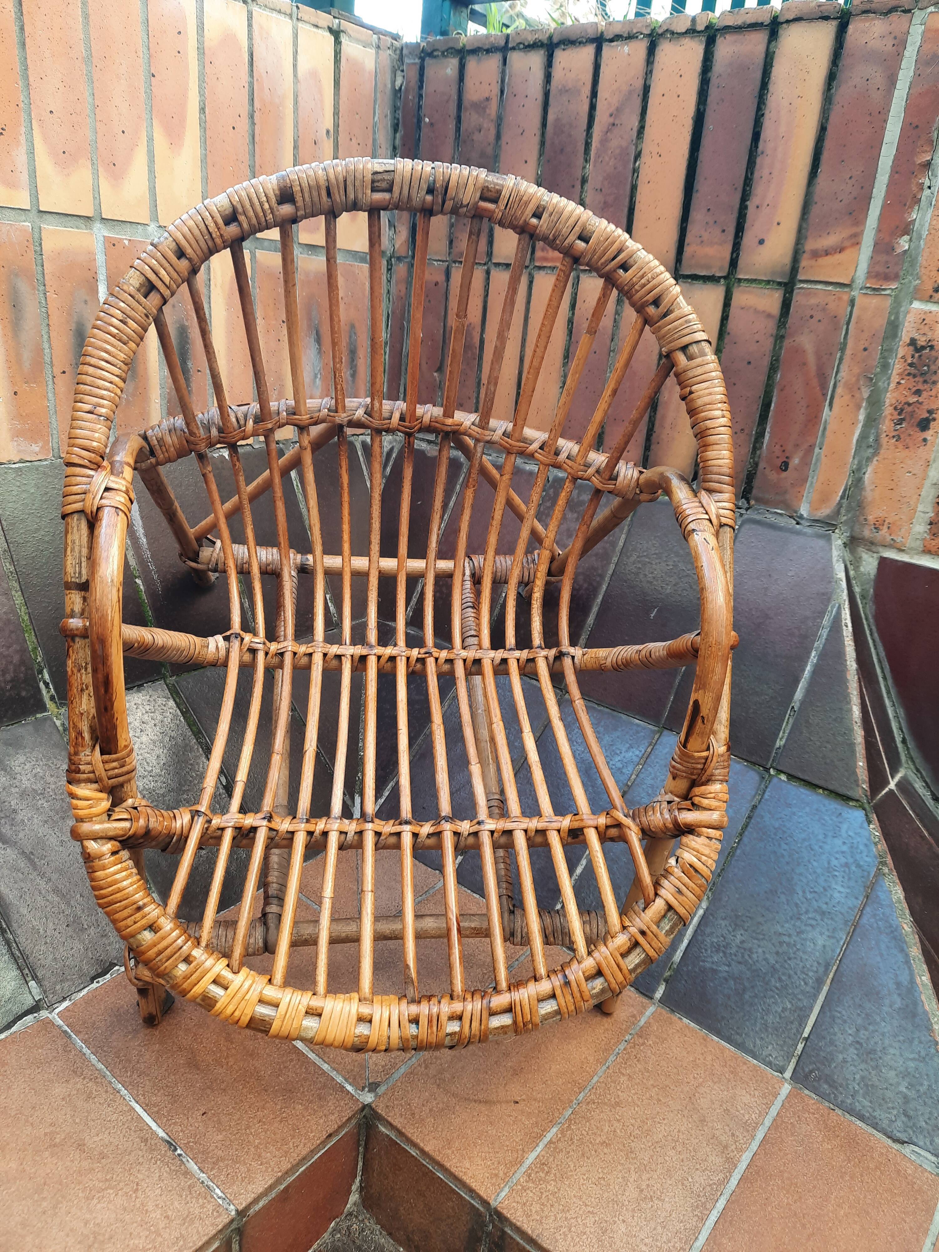Fauteuil corbeille enfant en rotin