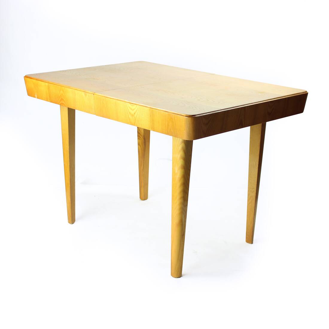 Mid Century Ash Wood Extendable Dining Table, Mier Czechoslovakia 1960s