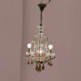 Lustre en forme de larme en verre de Murano rose des années 1950