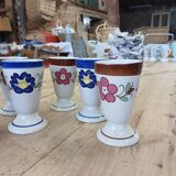 7 old glazed stoneware mazagrans