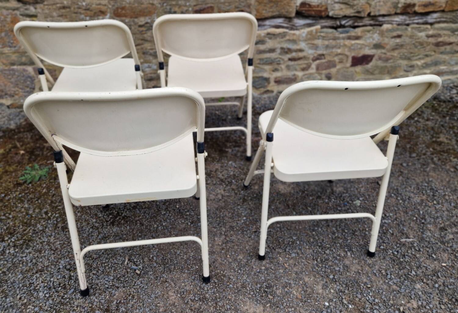 Set of 4 folding metal chairs from the 80s/90s