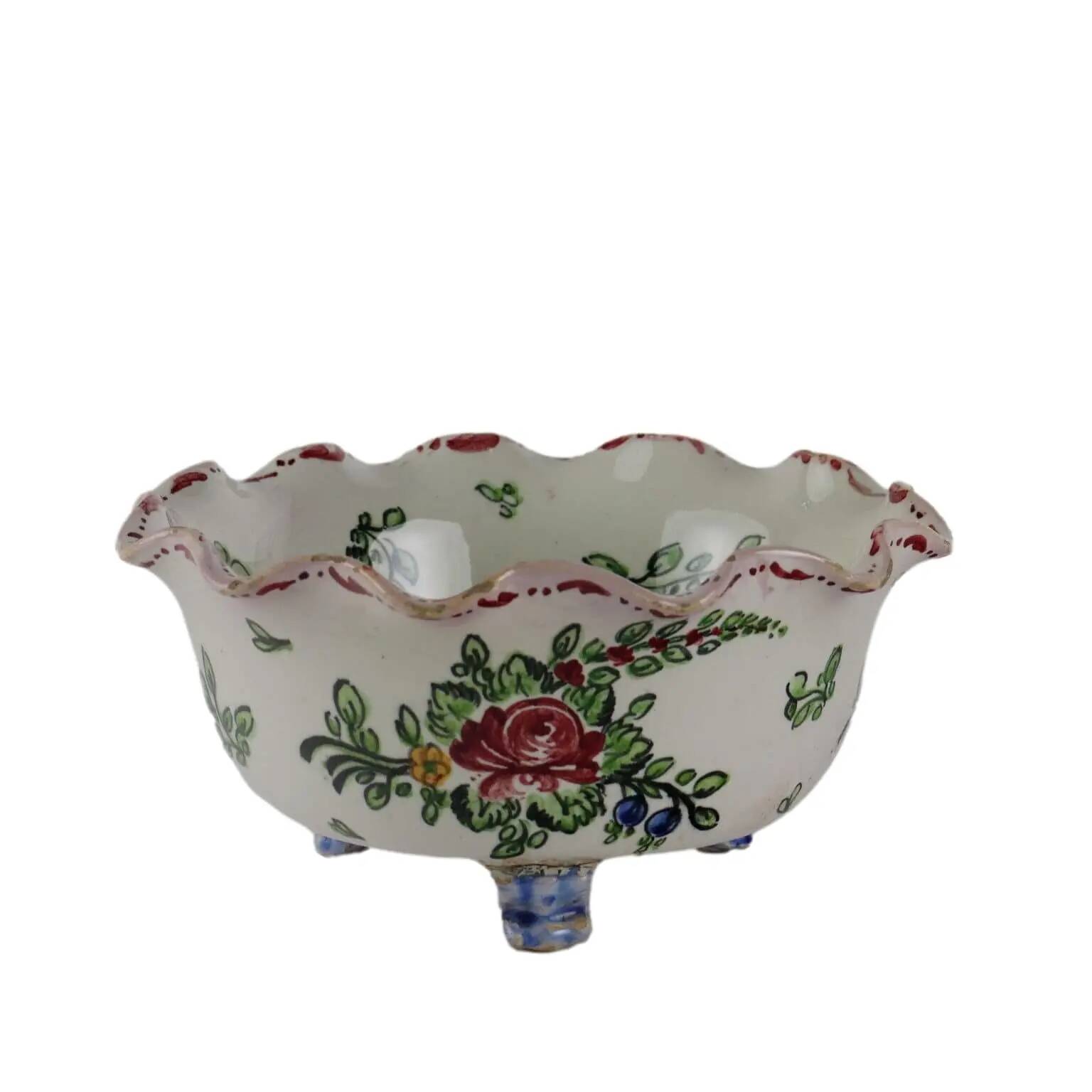 Antique coupe in majolica by Molaroni, Pesaro manufacture, Italy, late 19th century.