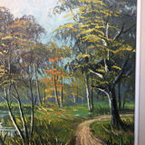 Oil Painting on Canvas MAU LOUIS Riverside + Wood Frame #A217