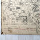 Old cardboard map of Paris - 3rd and 4th Arrondissement