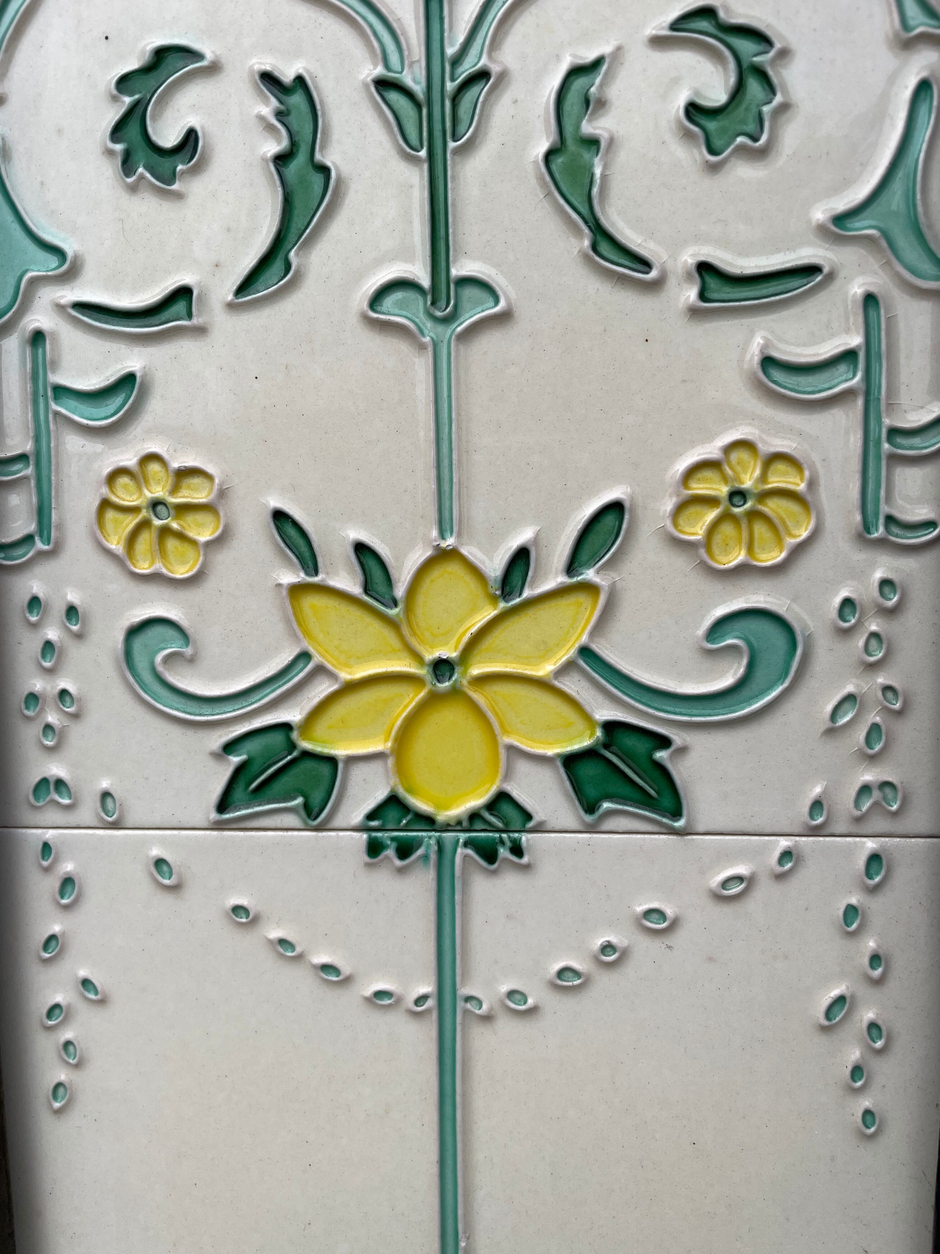 Open cast iron fireplace, Art Nouveau style