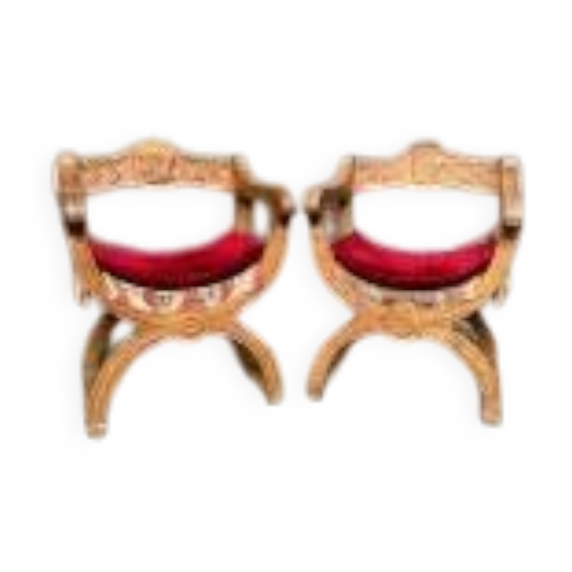 Pair of Dagobert armchairs. Solid oak.