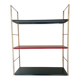 Modular vintage wall shelf, black and red metal circa 1960s