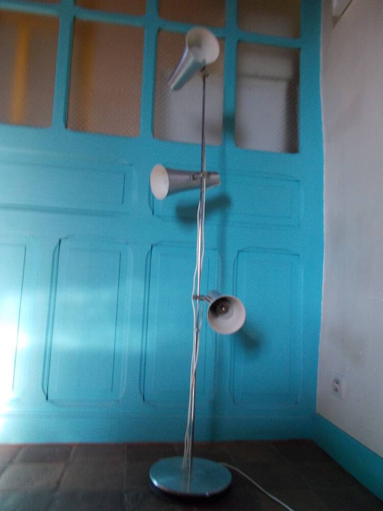 70s floor lamp in brushed aluminum