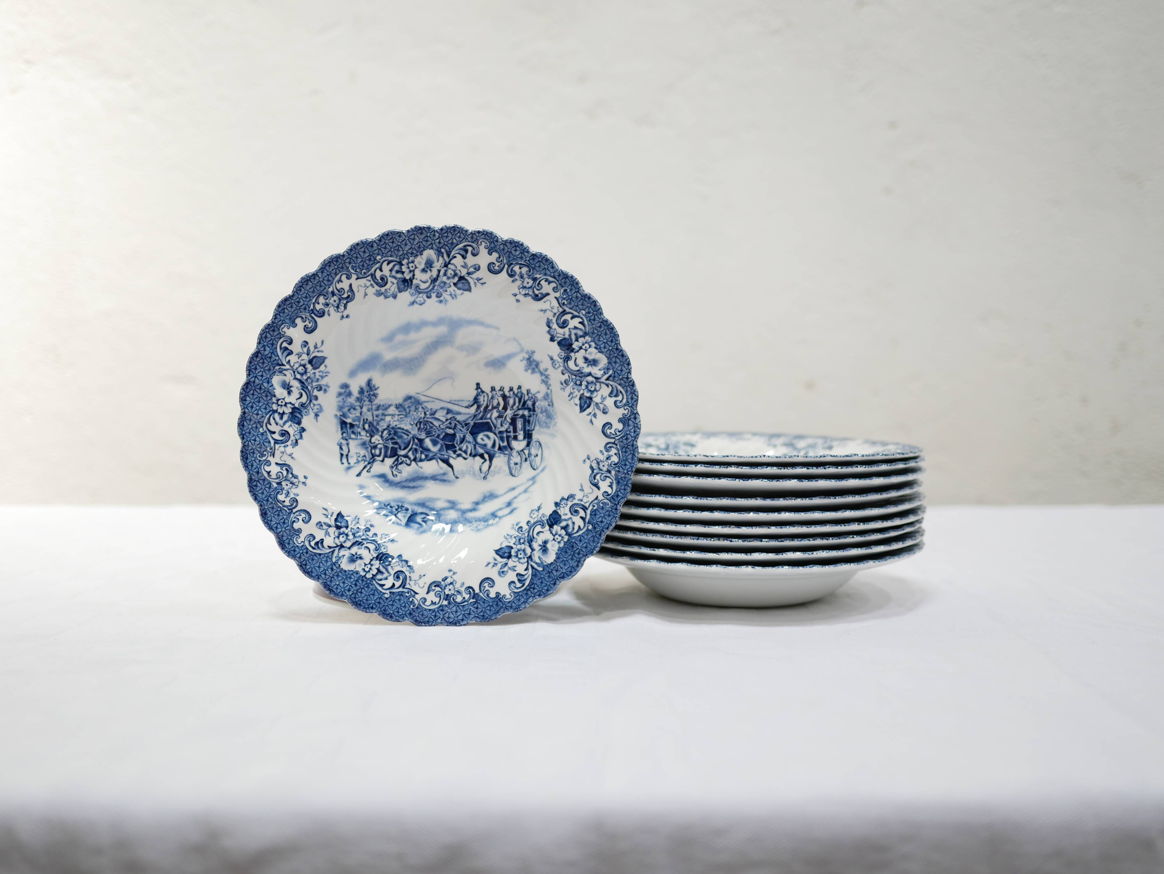 Series of 10 vintage hollow plates by Johnson Bros, made in England