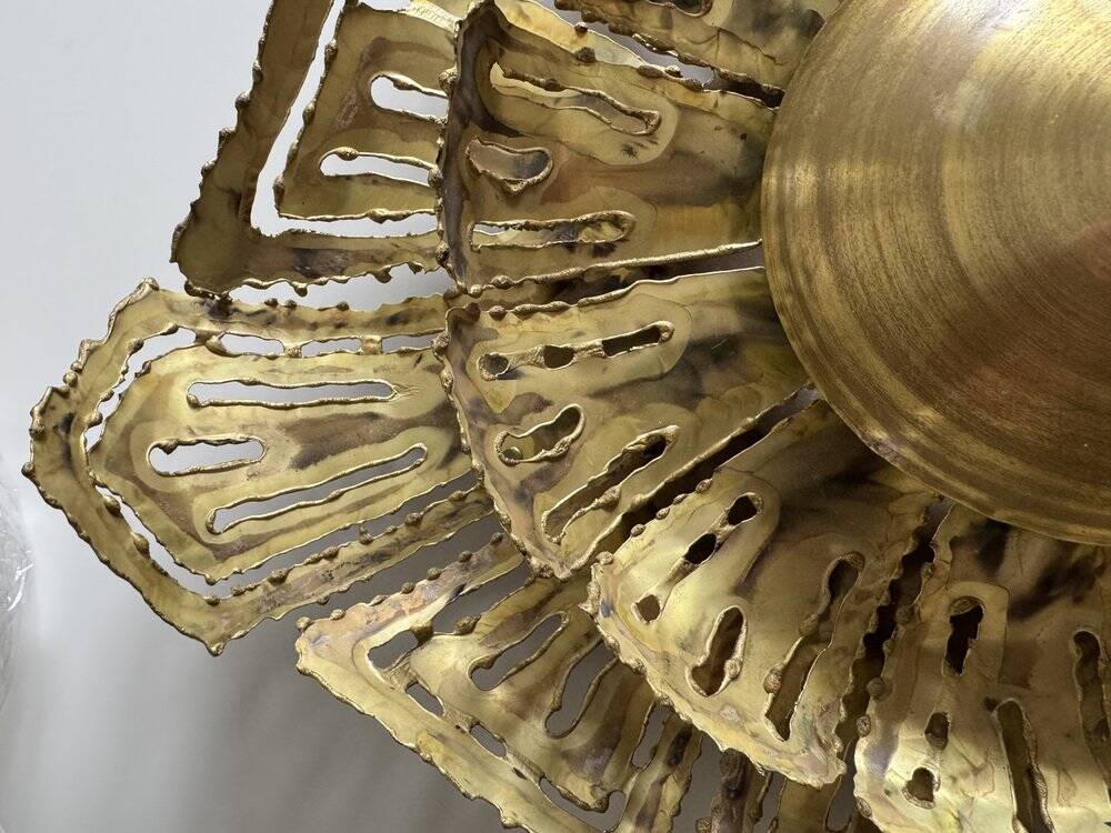 Brass sun wall sconce by Svend Aage Sørensen, Denmark, 1960s, brutalist