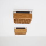 Square 1970s Pine Falkenbergs Belysning Flush Mounts, Sweden, 1970s
