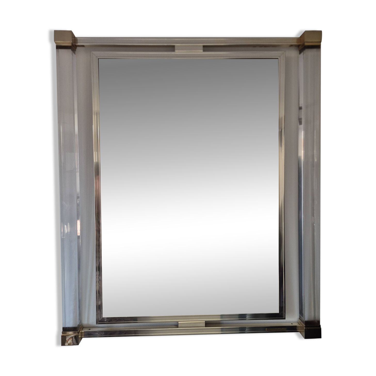 Miroir Pierre Vandel en lucite et doré, années 70