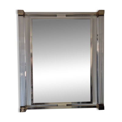Miroir Pierre Vandel en lucite et doré, années 70