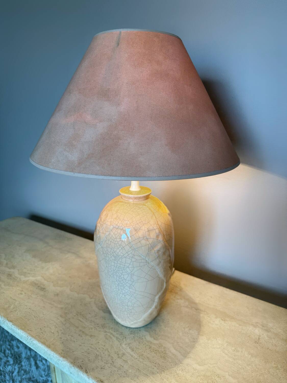 St Clément cracked ceramic lamp from the 70s