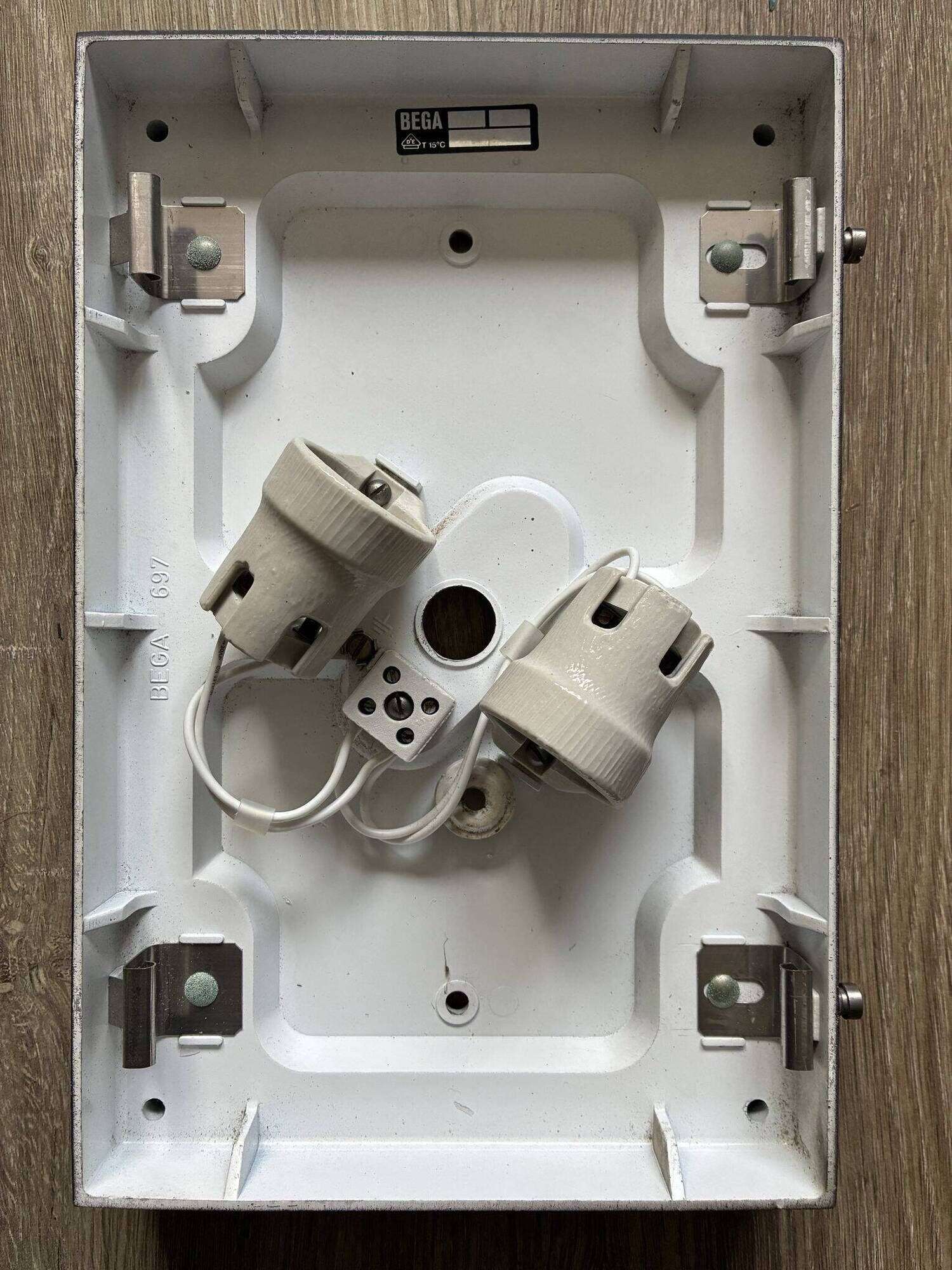 BEGA brutalist wall or ceiling light, pressed glass, 1960s-70s