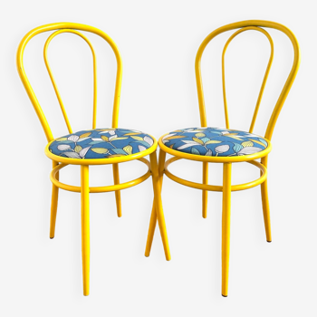 Paire de chaises vintage upcyclées - fleur rousseau bleu