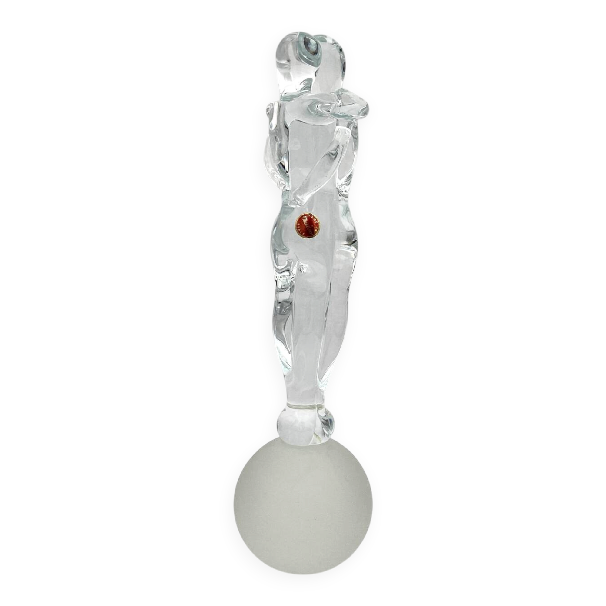 Sculpture Amoureux Verre Massif Murano 2000 Signée Mathis Zane
