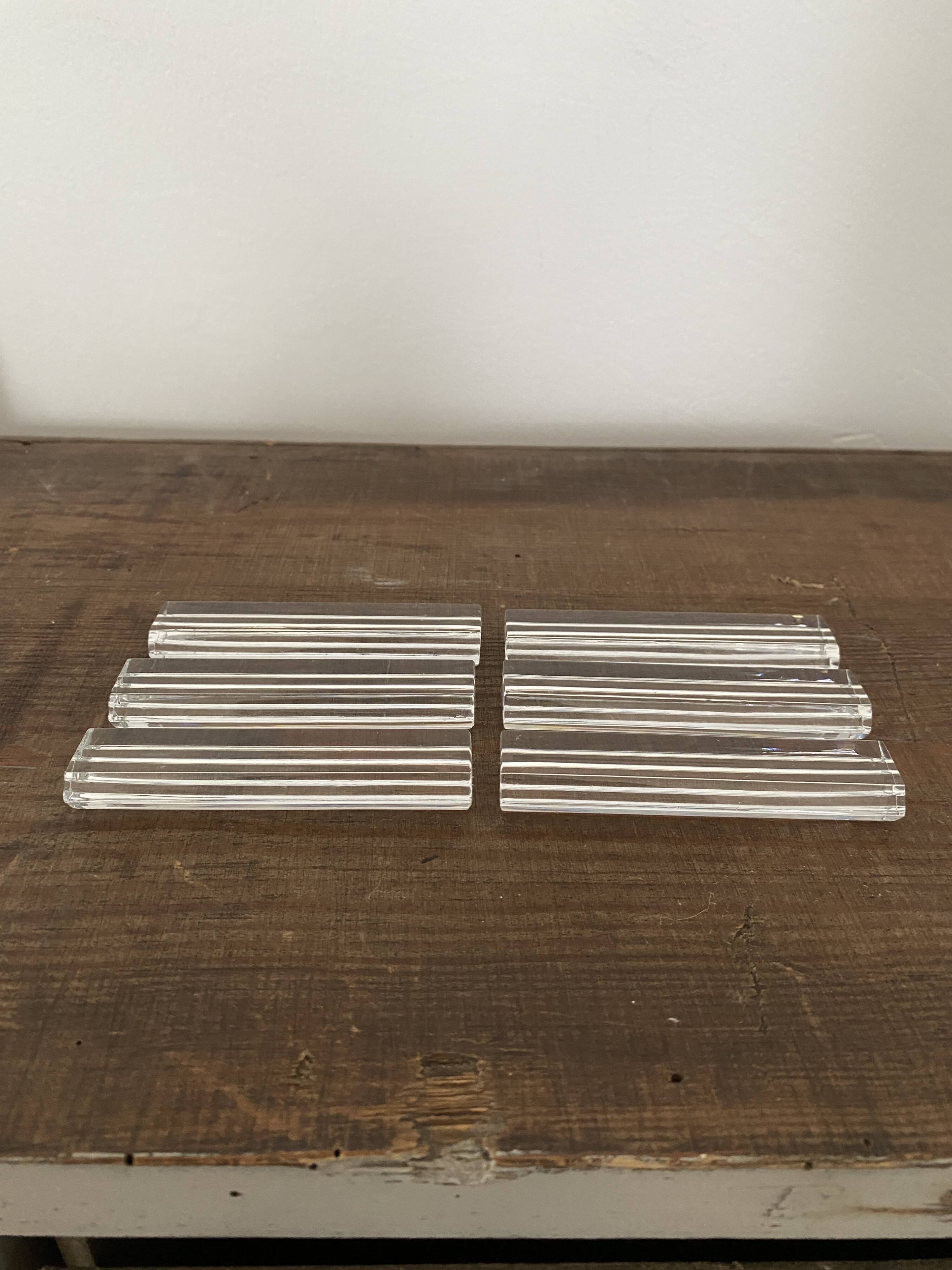 Vintage knife holders of 6, in glass
