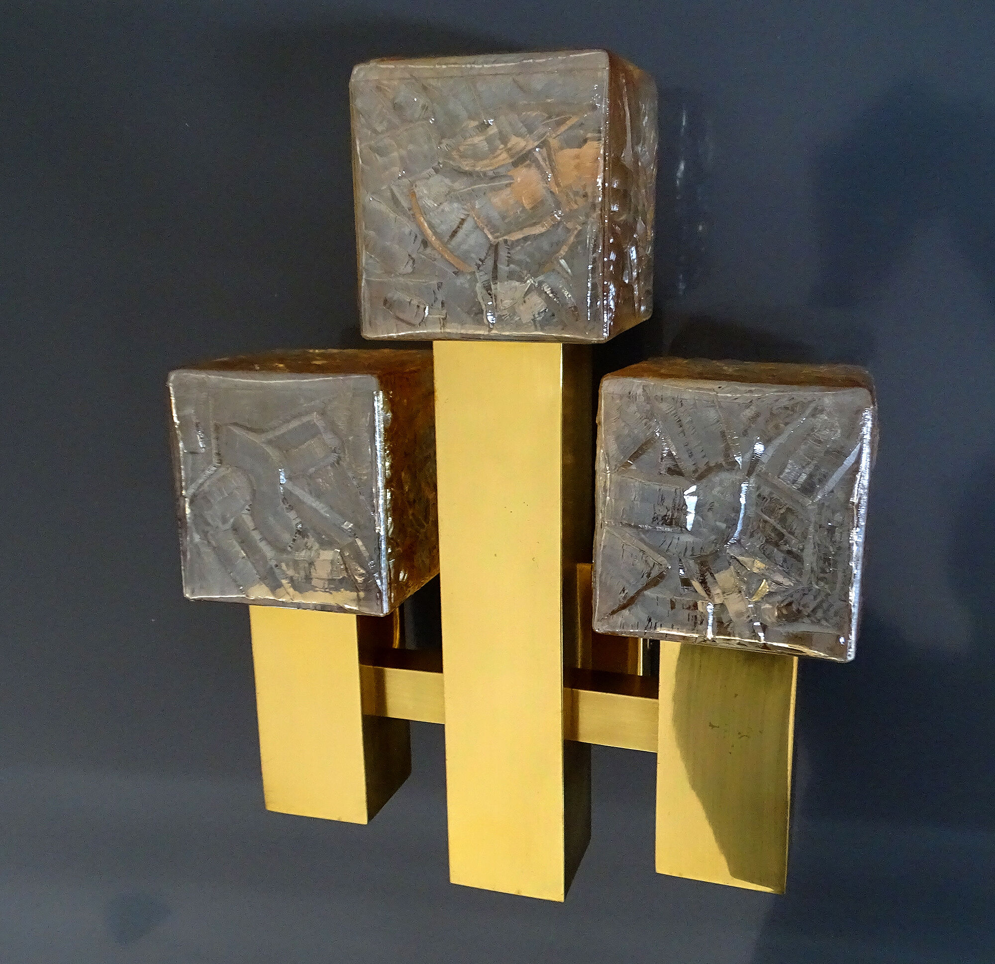 Vintage wall lamp Kalmar Austria, brass glass, 60s