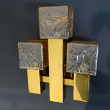 Vintage wall lamp Kalmar Austria, brass glass, 60s