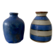 2 mid century ceramic vases in blue