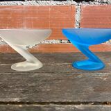 Set of 6 zig zag design ice cream bowls la rochere frosted glass france