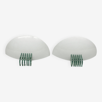 Pair of SCE wall lights in white metal, 1980s