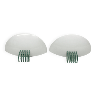 Pair of SCE wall lights in white metal, 1980s