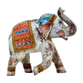 Decorative wooden elephant and hand-painted