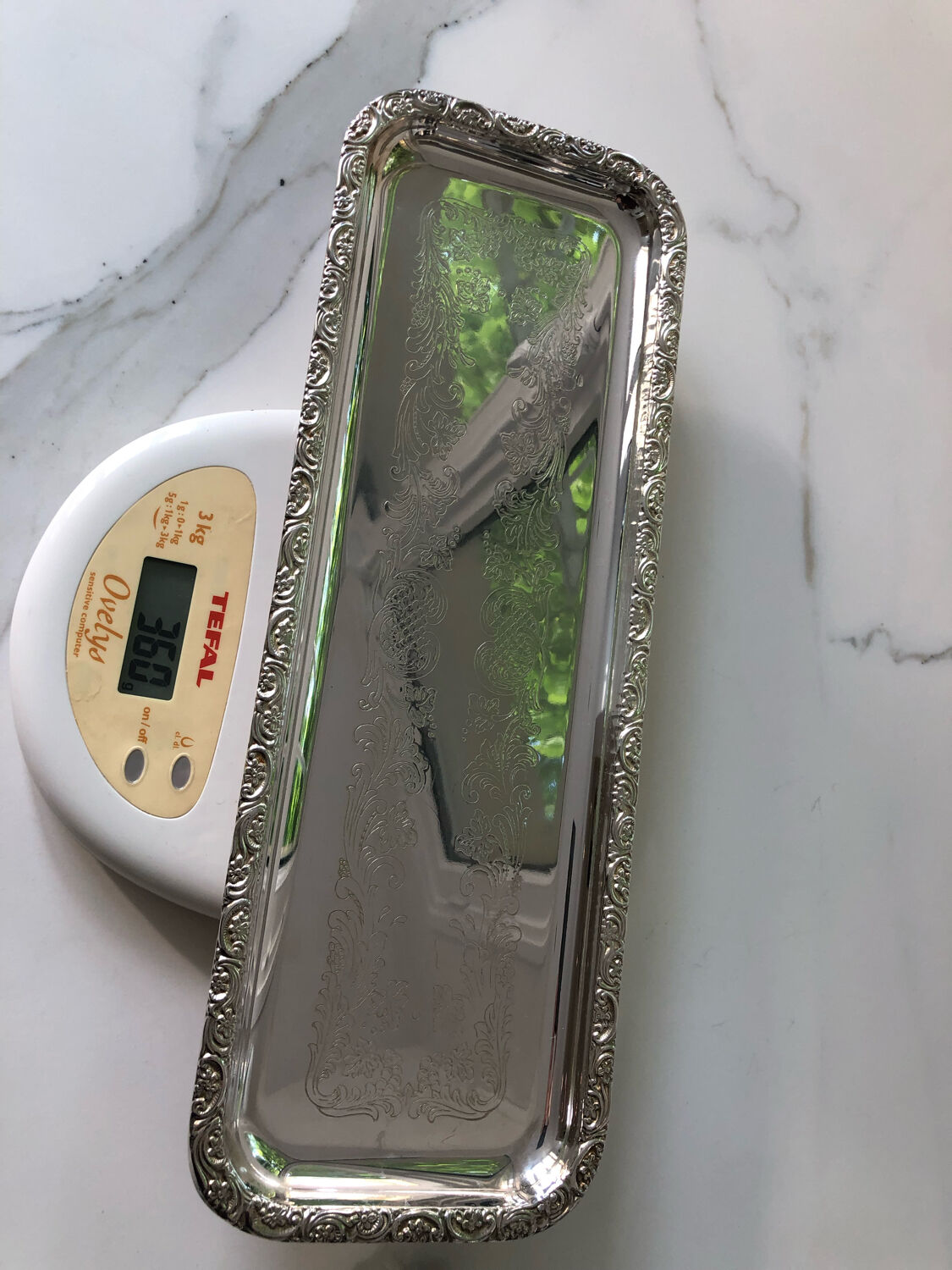 Silver metal cake dish