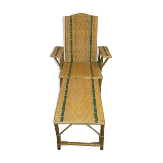 Chaise longue osier et bois