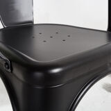 Black dining room armchair with metal armrest Industrial style