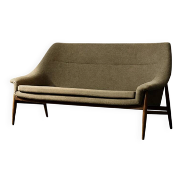 Canapé Grace en tissu marron 2 places de style scandinave moderne du milieu du siècle d'Ikea.