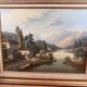 Oil on canvas mountain landscape signed E. Deray – antique gilded frame