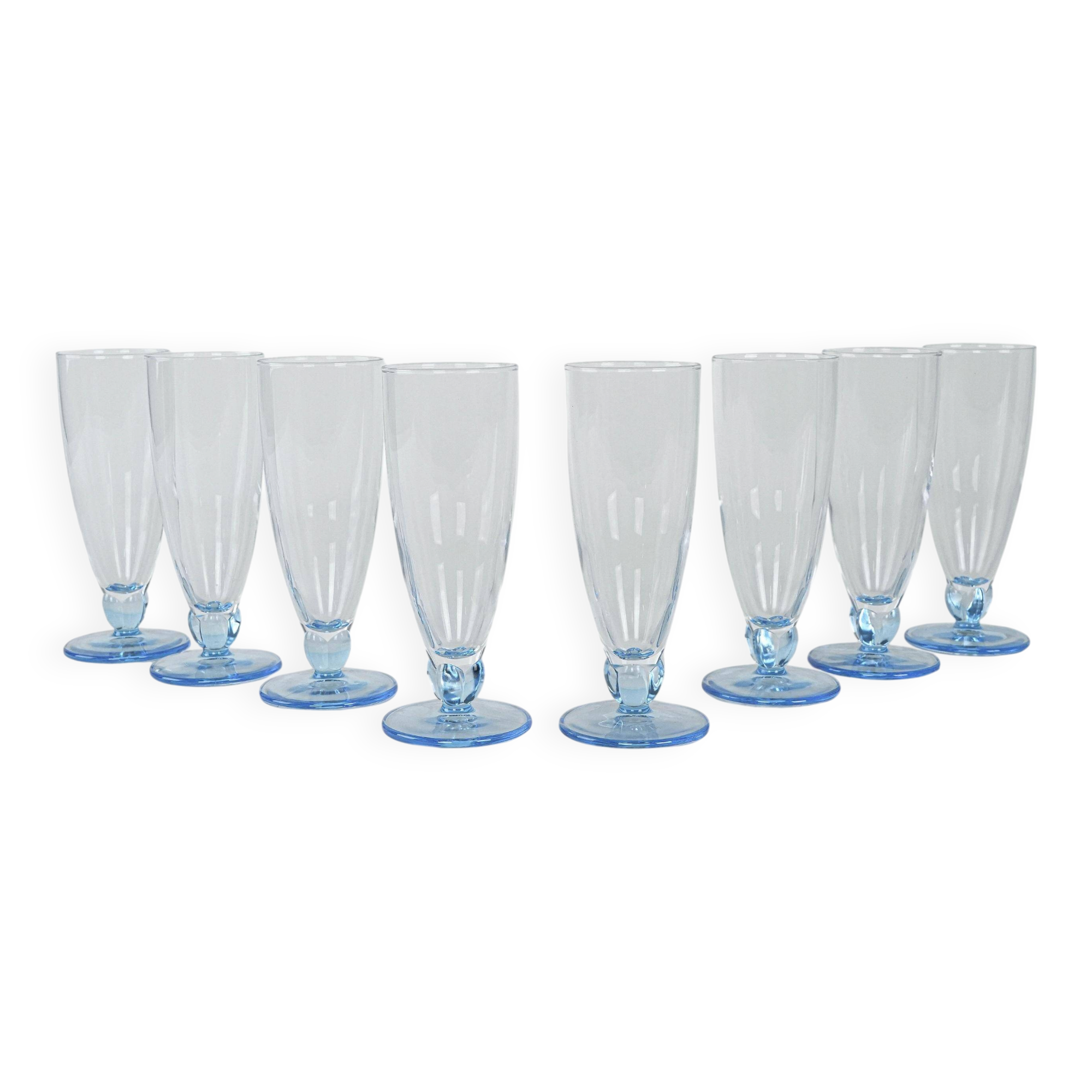 Set of champagne glasses, Italian design, 1980s, production: Italy