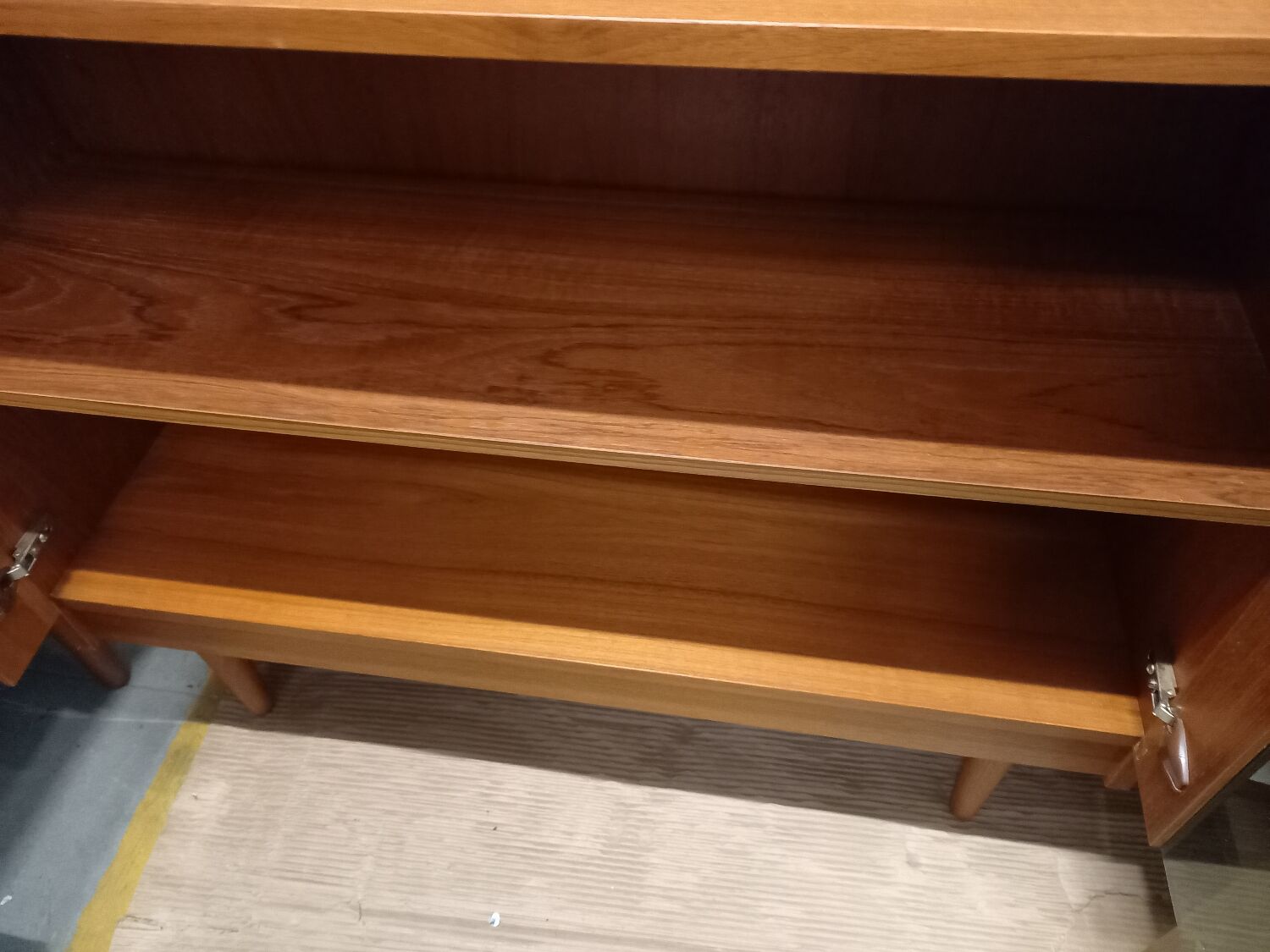 Vintage Danish bookcase / highboard with smoked glass doors
