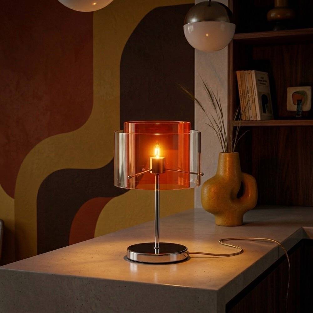 Orange and chrome plexiglass lamp from the 90s.