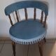 Armchair toad wood velvet fabric blue